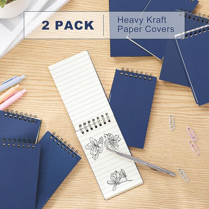 Tenceur 2 Pcs Pocket Notebook Bulk Small 3x5 Inch Spiral Notepads Mini Top - Image 3