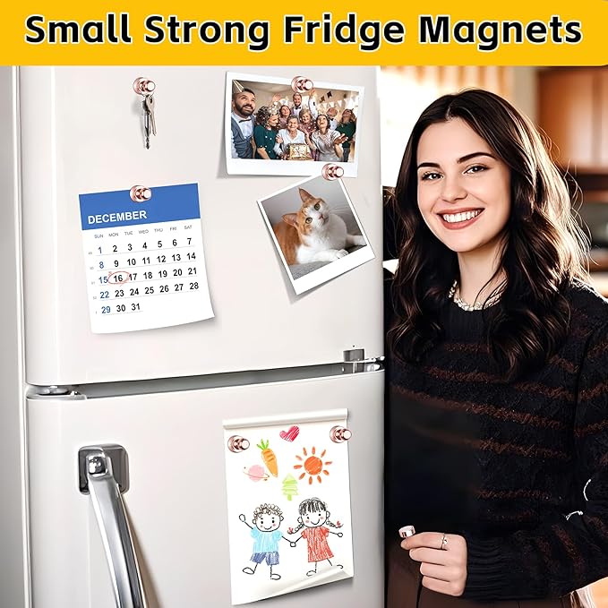 VNDUEEY 16 Pack Refrigerator Magnets Fridge Magnets, Rose Gold Strong Magnet - Image 2