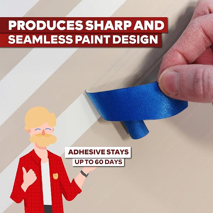 XFasten Professional Blue Painters Tape, Sharp Edge Line Technology, 1.5 Inches - Image 7