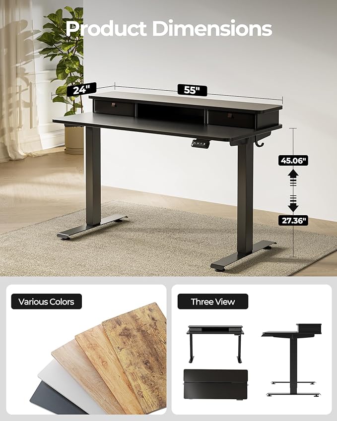 FEZIBO 55 x 24 Inch Height Adjustable Electric Standing Desk - Image 4