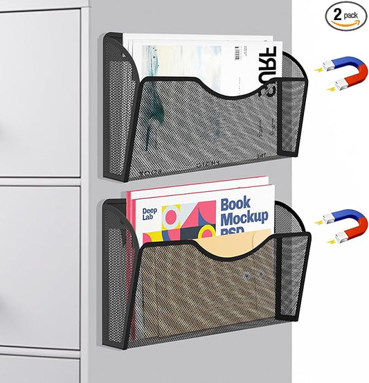 LQPAFZ Magnetic File Holder 2 Pockets File Folder Organizer, Office Hanging by LQPAFZ