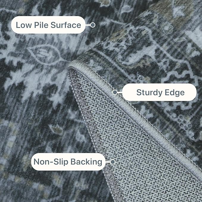 GENIMO 9x12 Area Rugs for Living Room, Machine Washable Non Slip Vintage Rugs - Image 5