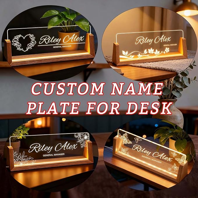 Custom Desk Name Plate Personalized, Light Up Office Name Sign - Image 3