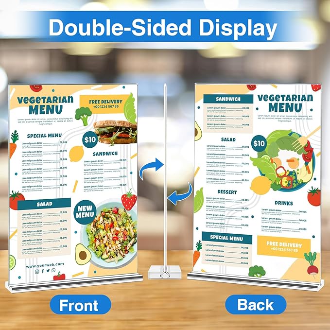 20 Pack Acrylic Sign Holder 4 x 6 Clear Display Table Signs Stand, Double Sided - Image 3