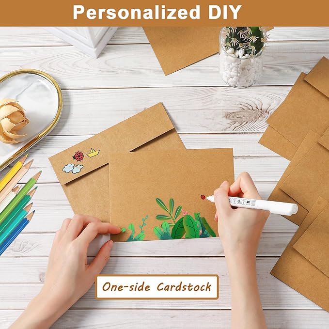 Silunkia 100 Packs Brown Single Panel Blank Greeting Cards and Envelopes 4.25 x - Image 4