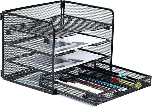 SETTFRFE 4 Tier Mesh Paper Letter Tray, Desk File Organizer by SETTFRFE