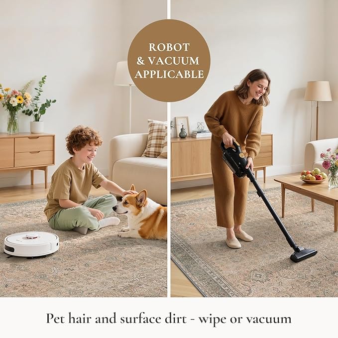 GENIMO 9x12 Area Rugs for Living Room, Machine Washable Non Slip Vintage Rugs - Image 7