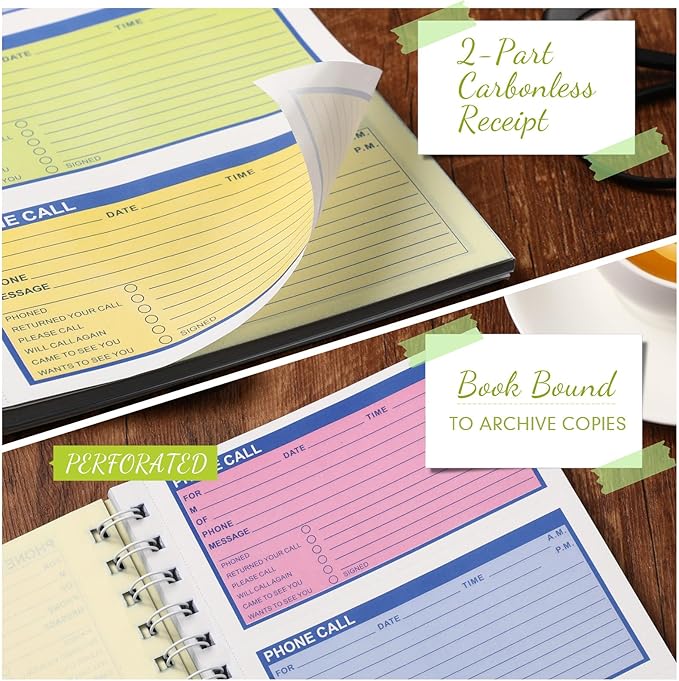 Sinmoe 6 Pcs Spiral Bound Phone Message Book - Image 3