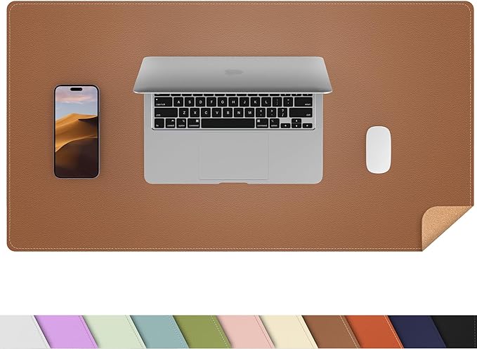 AFIING Dual-Sided Desk Pad, Natural Cork & PU Leather, Desk Mat Protector by AFIING
