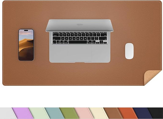 AFIING Dual-Sided Desk Pad, Natural Cork & PU Leather, Desk Mat Protector by AFIING