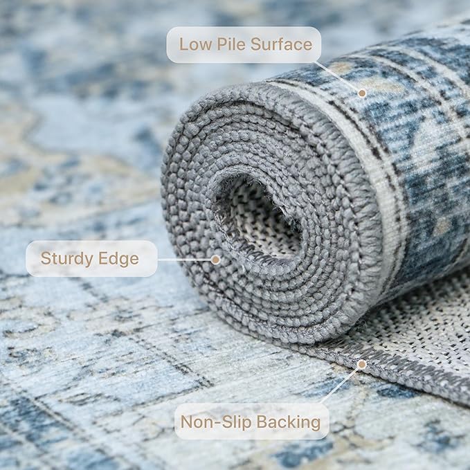 GENIMO Runner Rug 2x8, Non Slip Vintage Hallway Runner Rugs, Low Pile - Image 6
