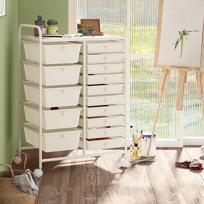 HAPPYGRILL 15-Drawer Rolling Cart, Storage Carts - Image 2