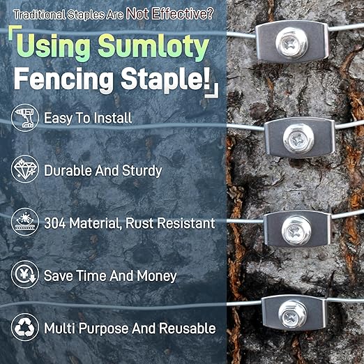 Sumloty 200-Pack 304 Stainless Steel Fence Staples, 1.6 Inch Reusable Fence - Image 5