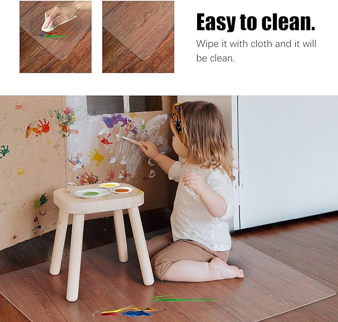 Kuyal Clear Chair mat for Hardwood Floor 30 x 48 inches Transparent Floor Mats - Image 3