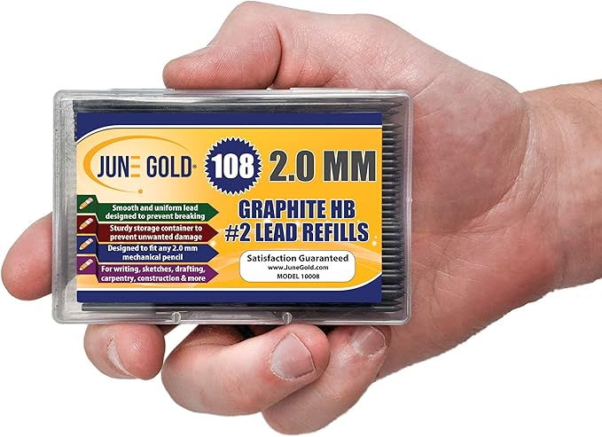 June Gold 108 Pieces, 2.0 mm HB #2 Lead Refills, 90 mm Length, Extra Bold - Image 3