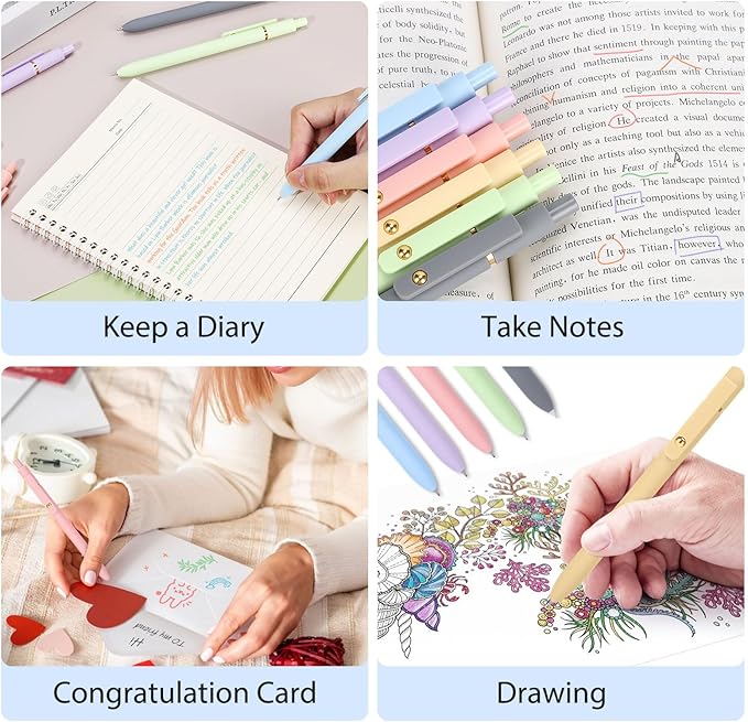 FIOVER Colored Pens, 12 Pack Colorful Gel Pens, Quick-Dry 0.7mm Medium Point - Image 6