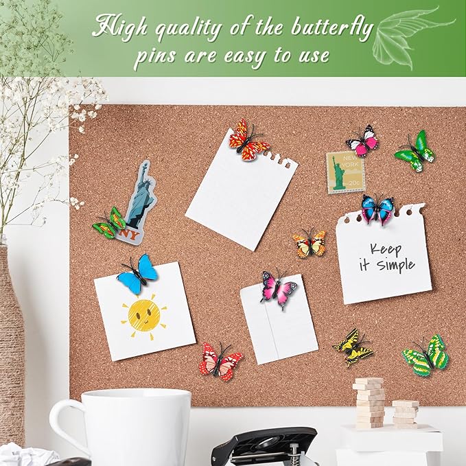 50Packs Butterfly Thumb Tacks Decorative Push Pins Cute Thumb Tacks Red Pushpins - Image 6