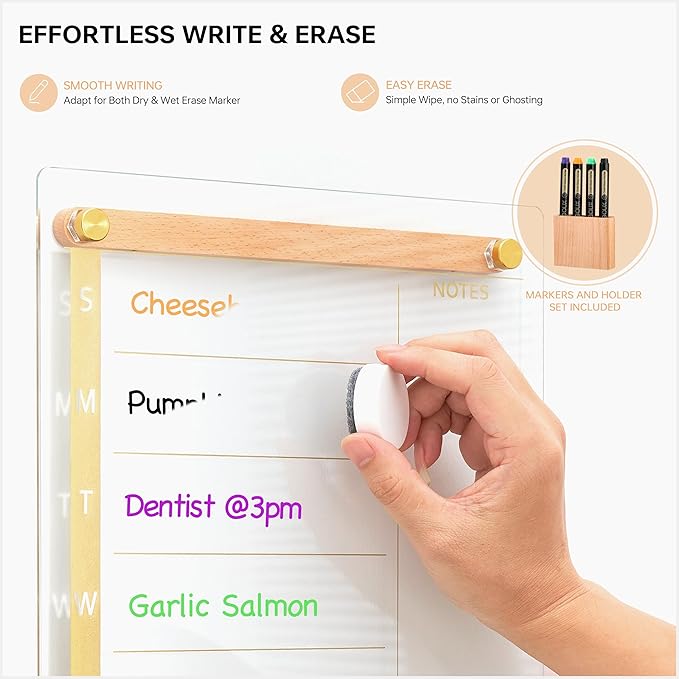 Clear Gold Glass Weekly Dry Erase Calendar Whiteboard - Image 4