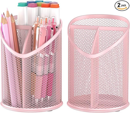 Delifox 2 Pack Pen Holder Mesh Round Pencil by Delifox