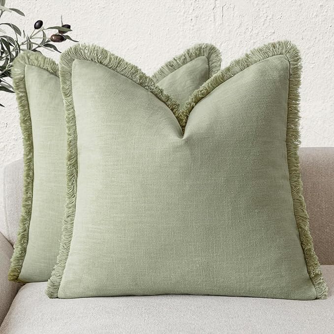 Foindtower Set of 2 Decorative Fringe Throw Pillow Covers Boho Farmhouse by Foindtower