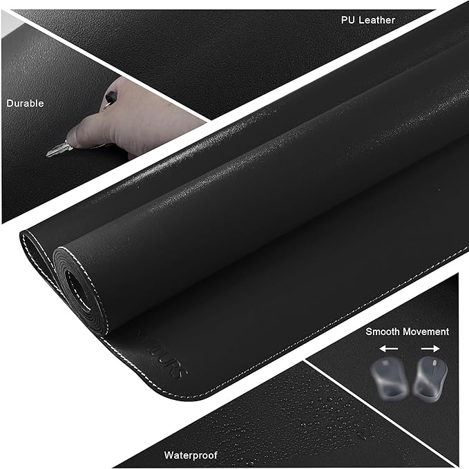 Mydours Giant Desk Mat, 63 x 28 inch Extended PU Leather Desk Pad, Gaming Desk - Image 4