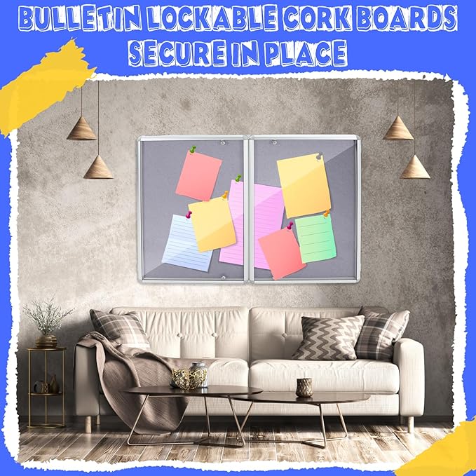 Enclosed Bulletin Board 48" x 36" Weather Resistant Lockable Notice Cork - Image 4