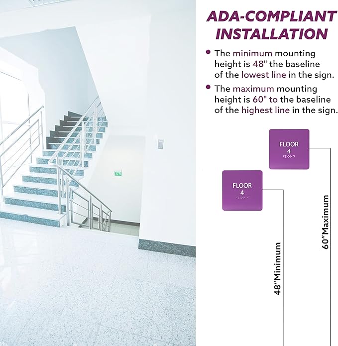 Navy ADA Floor 4 Sign with Braille – Made from Durable Acrylic and Ready to - Image 4