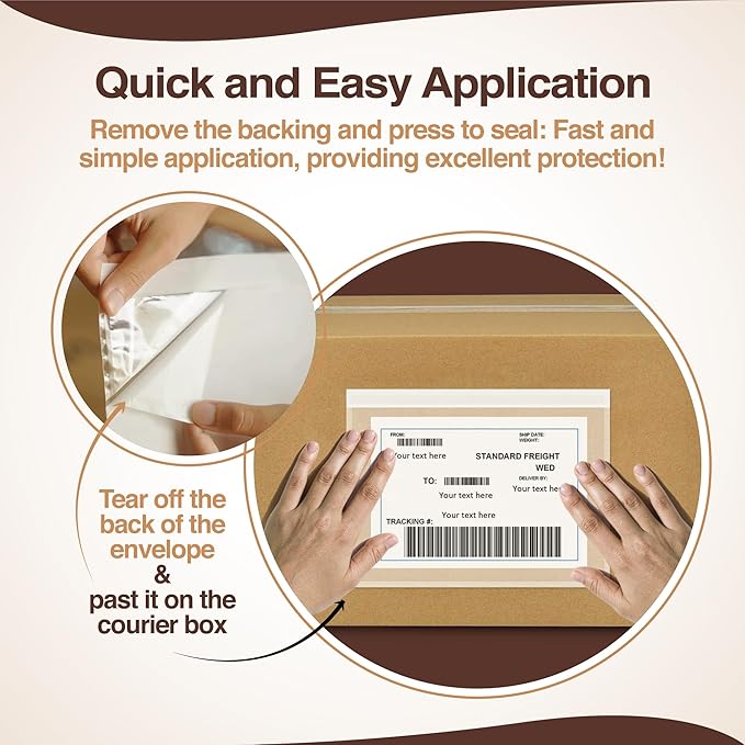 7x10 Shipping Label Sleeves 500 Pack-Strong Adhesive Back - Image 4