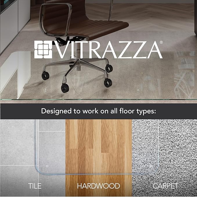 Vitrazza Glass Chair Mat 46” x 60” Superior ¼ Thick, Chiaro Standard Clear - Image 5