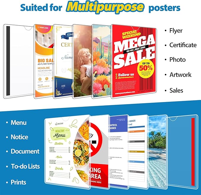 Magnetic Sign Holder 8.5 x 11 Wall Sign Holder 5Pack, Rigid Plastic Door Sign - Image 7