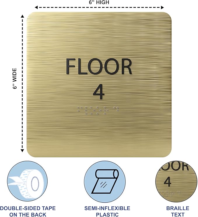 Khaki w/Black ADA Floor 4 Sign - Image 3