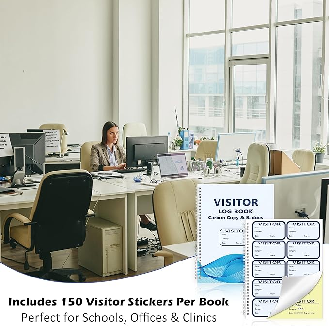 1 Pack Visitor Badges with Carbon Copy Visitor Stickers Letter Size Visitor Log - Image 6