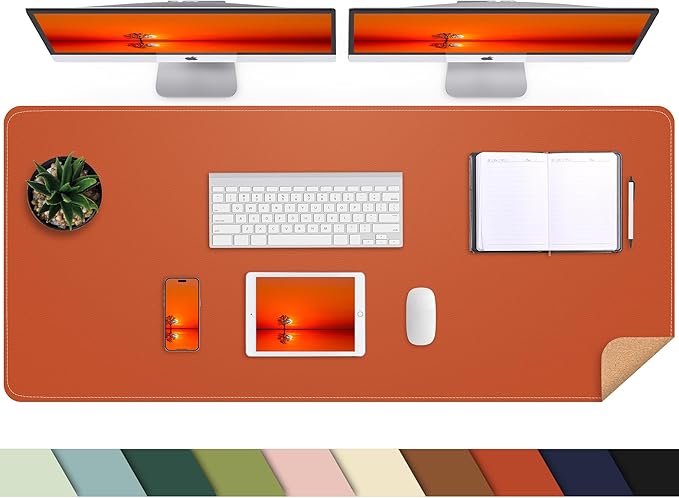 AFIING Leather Desk pad Protector, Large Desk mat by AFIING