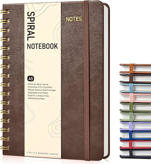 Dotted Spiral Journal Notebook, A5 Hardcover Spiral Journals by Unknown
