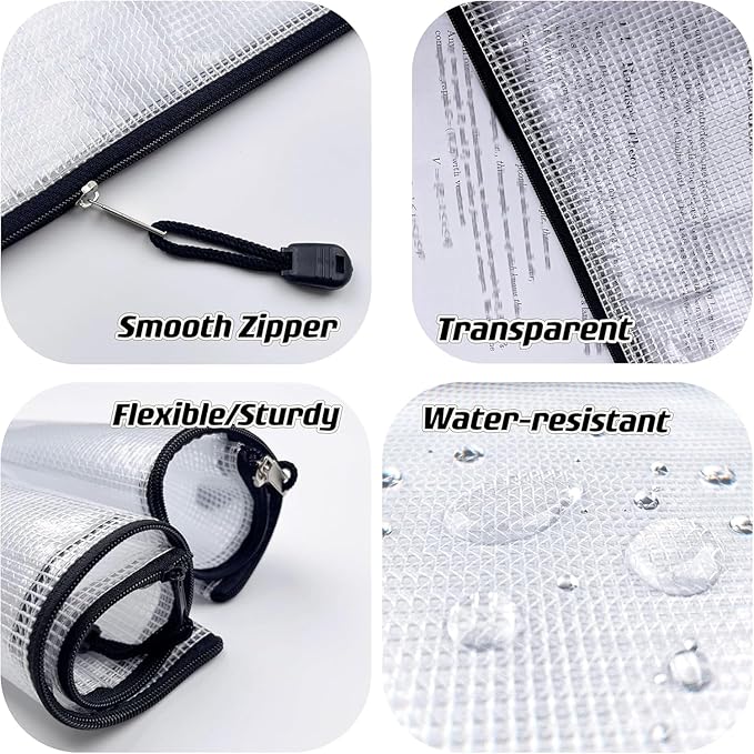 Oaimyy-Plastic Mesh Zipper Pouch Document Folders Bag Zipper Zip File Folders - Image 4