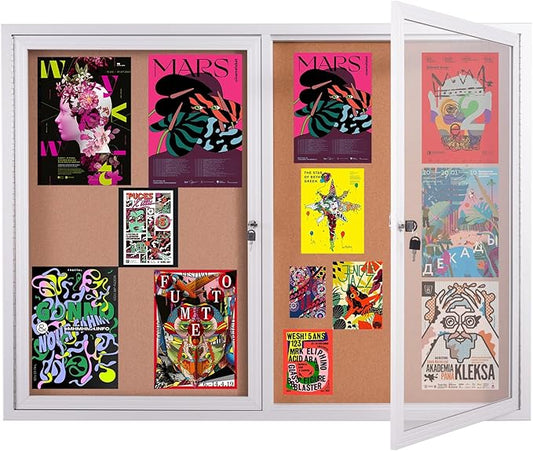 48x36 Inch Lockable Enclosed Bulletin Board, Weather-Resistant Outdoor by Unknown