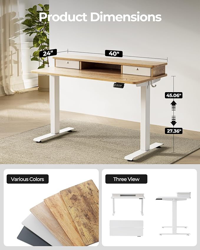 FEZIBO 40 x 24 Inch Height Adjustable Electric Standing Desk - Image 4