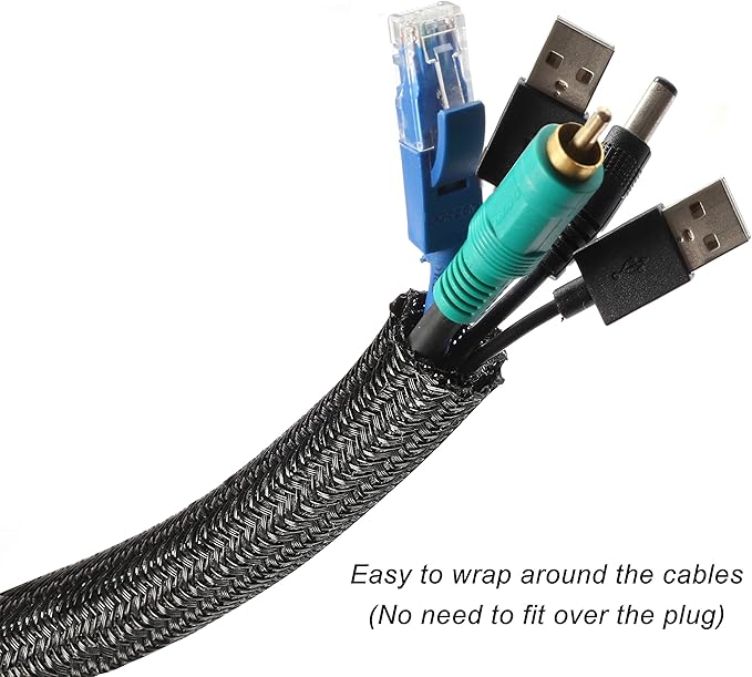 CrocSee 10ft - 3/8 inch Braided Cable Management Sleeve Cord Protector - - Image 2