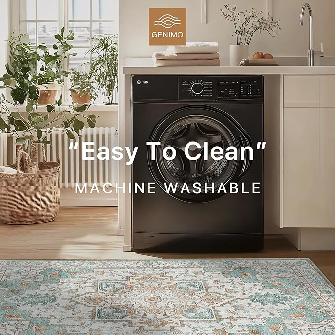GENIMO 7'6''x9'6'' Area Rugs for Living Room, Machine Washable Non Slip Vintage - Image 5