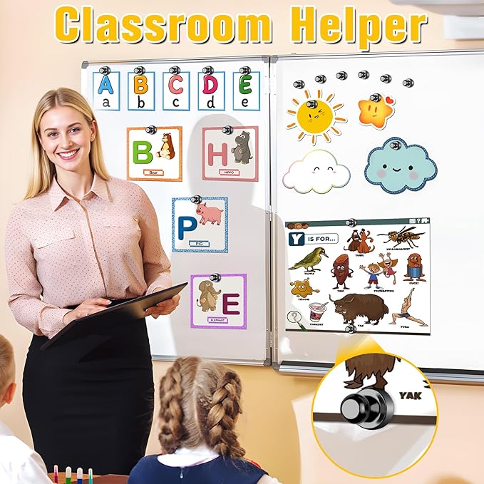 VNDUEEY 40Pcs Black Refrigerator Magnets Fridge Magnet, Strong Whiteboard - Image 3