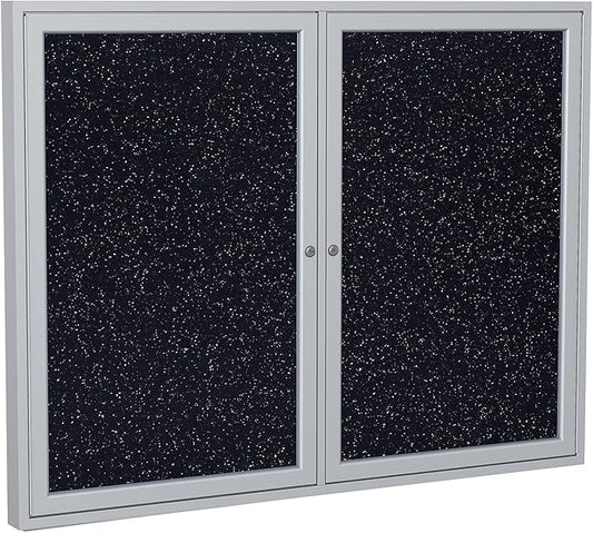 Ghent 36"x60" 2-Door indoor Enclosed Recycled Rubber Bulletin Board, Shatter by Ghent