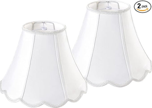 GOSO Bell Lamp Shades Set of 2 Medium Off White, Scalloped Lamp Shade by GOSO