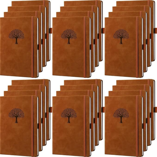 Qeeenar 24 Pack Leather Notebook Journals Bulk 5.7" x 8.3" Harder Cover A5 by Qeeenar