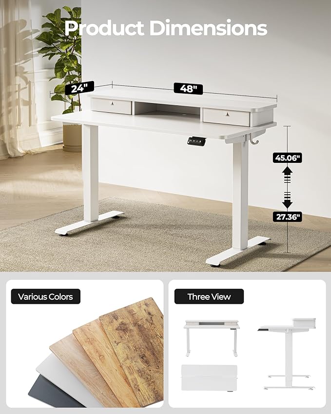 FEZIBO 48 x 24 Inch Height Adjustable Electric Standing Desk - Image 4