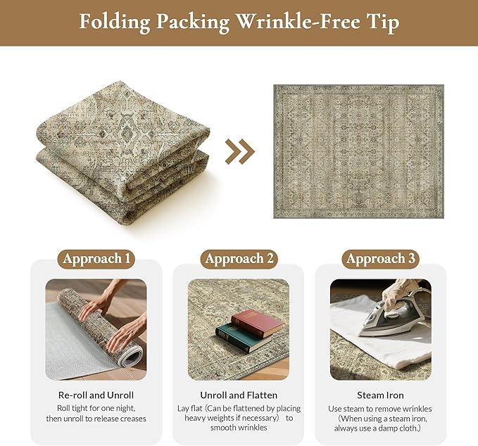 GENIMO 8x10 Area Rugs for Living Room, Machine Washable Non Slip Vintage Rugs - Image 9
