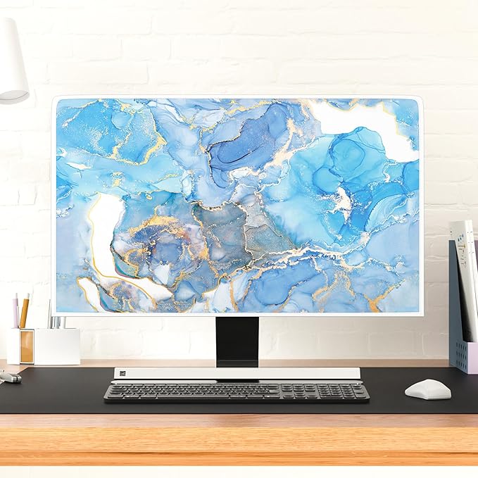 Baocicco Baby Blue Gold Marble Waterproof Computer Monitor Dust Cover 22 - Image 2