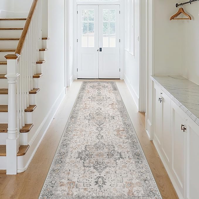 GENIMO 2'6''x14 Runner Rugs for Hallway, Machine Washable Non Slip Vintage Rugs - Image 2