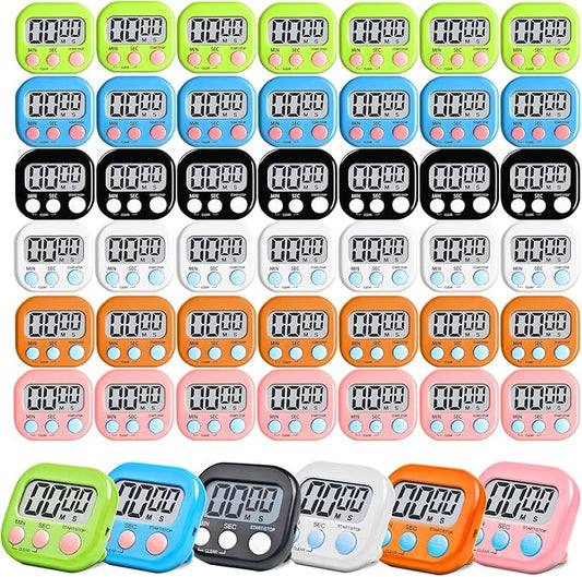 48 Pcs Digital Kitchen Timer Bulk, Small Magnetic Backing Stand Timer, Large by Unknown