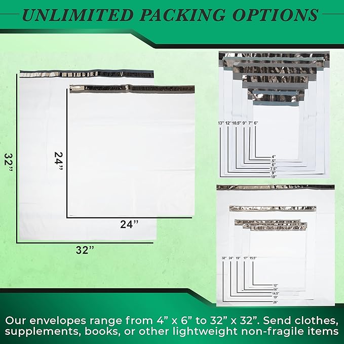 1000 Pack Secure Seal White Poly Mailers Shipping Bags - Image 3