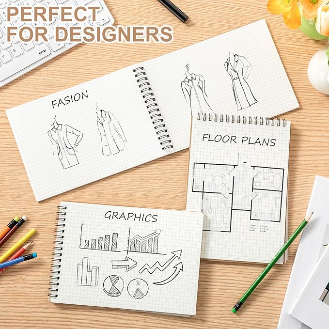Engrowtic 2 Pack Graph Paper Spiral Notepad A5 Top Wirebound Notepad Grid - Image 3